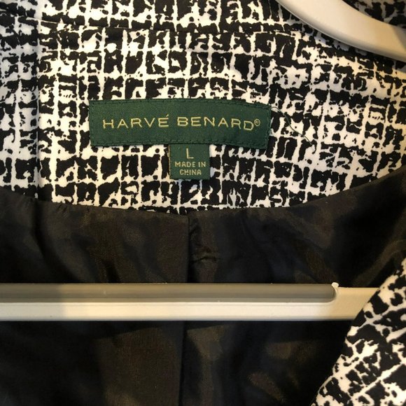 Sz L Harve Benard Black & White Abstract LS Jacket, Box Style - Picture 2 of 9